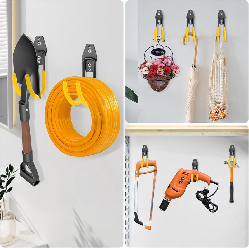 Pruite Hose Hanger Wall Mount,Heavy Duty Hose Holder with Screws Metal Hose Hangers for Outside,Hose Rack Suitable for Garage,Garden and Yard,Yellow, 4pack - Image 5